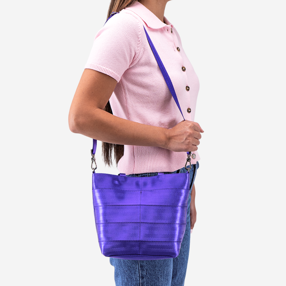 The Iris Rosie Tote being worn by a model