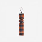 Back view of 4 panel key chain in orange tartan