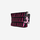 The side view of The Pink Agenda Pink Ribbon Large Makeup Case