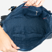 Interior view of a Lola Satchel in Denim
