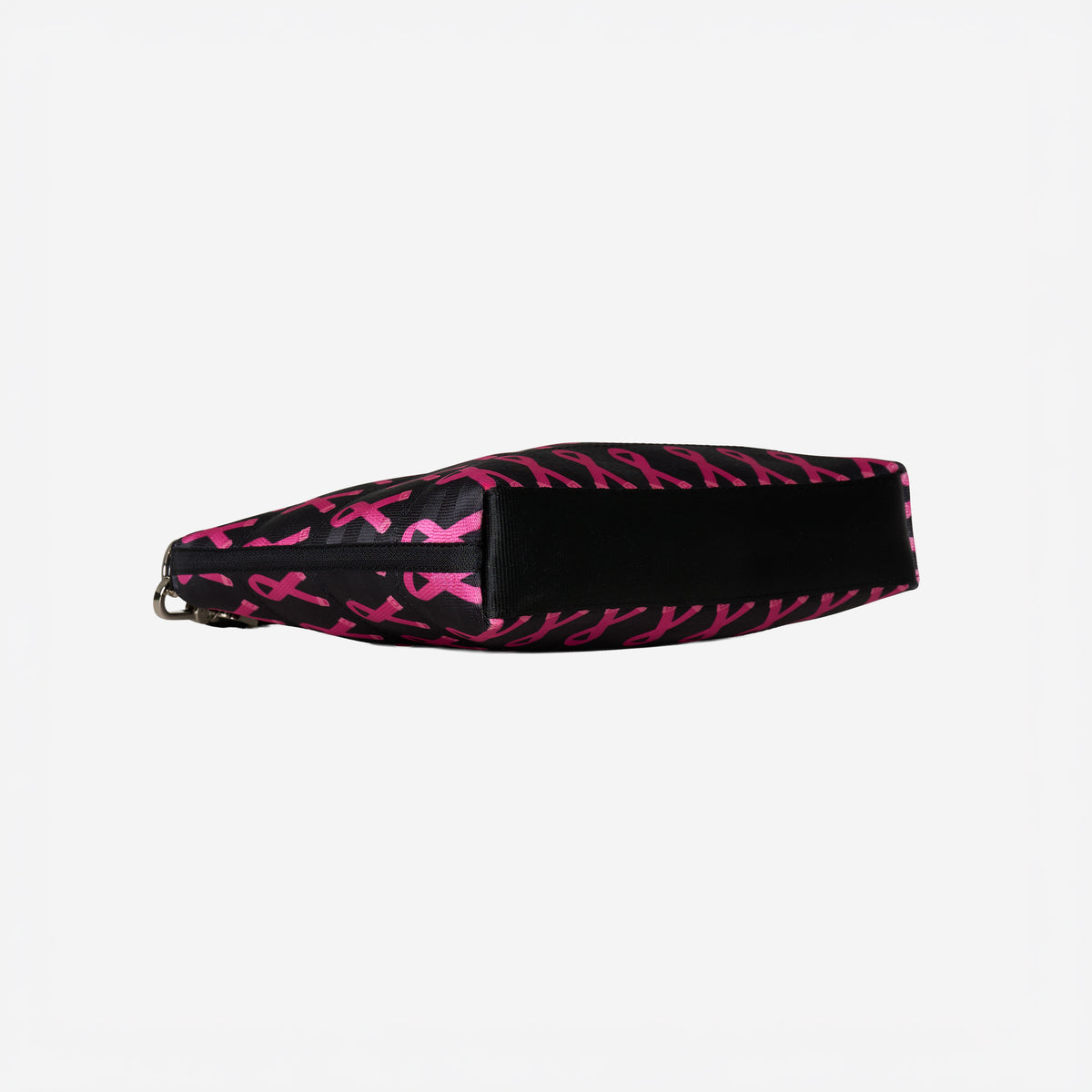 The bottom view of the The Pink Agenda Pink Ribbon Medium Convertible Clutch