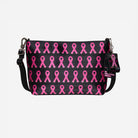 The front view of the The Pink Agenda Pink Ribbon Medium Convertible Clutch