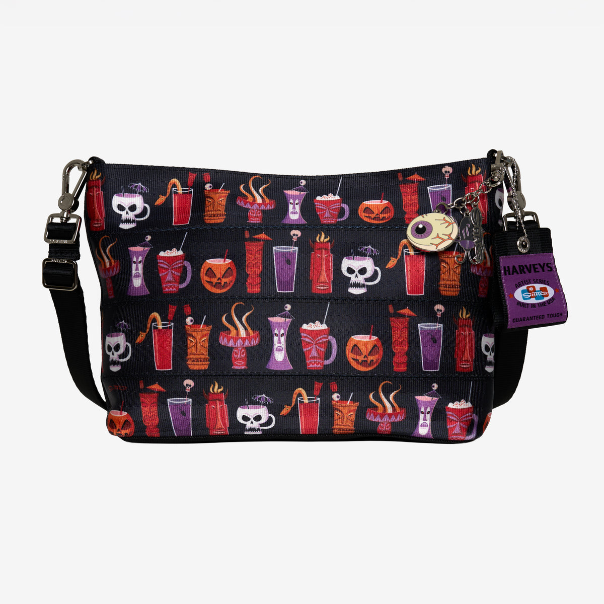 Front view of Medium Convertible Clutch Shag Spooky Tiki Cocktail