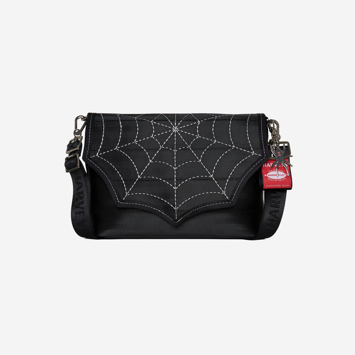 The front view of The Black Widow Medium Foldover Crossbody Collector's Series