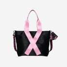 The front view of The Pink Agenda Pink Ribbon Medium Streamline Tote