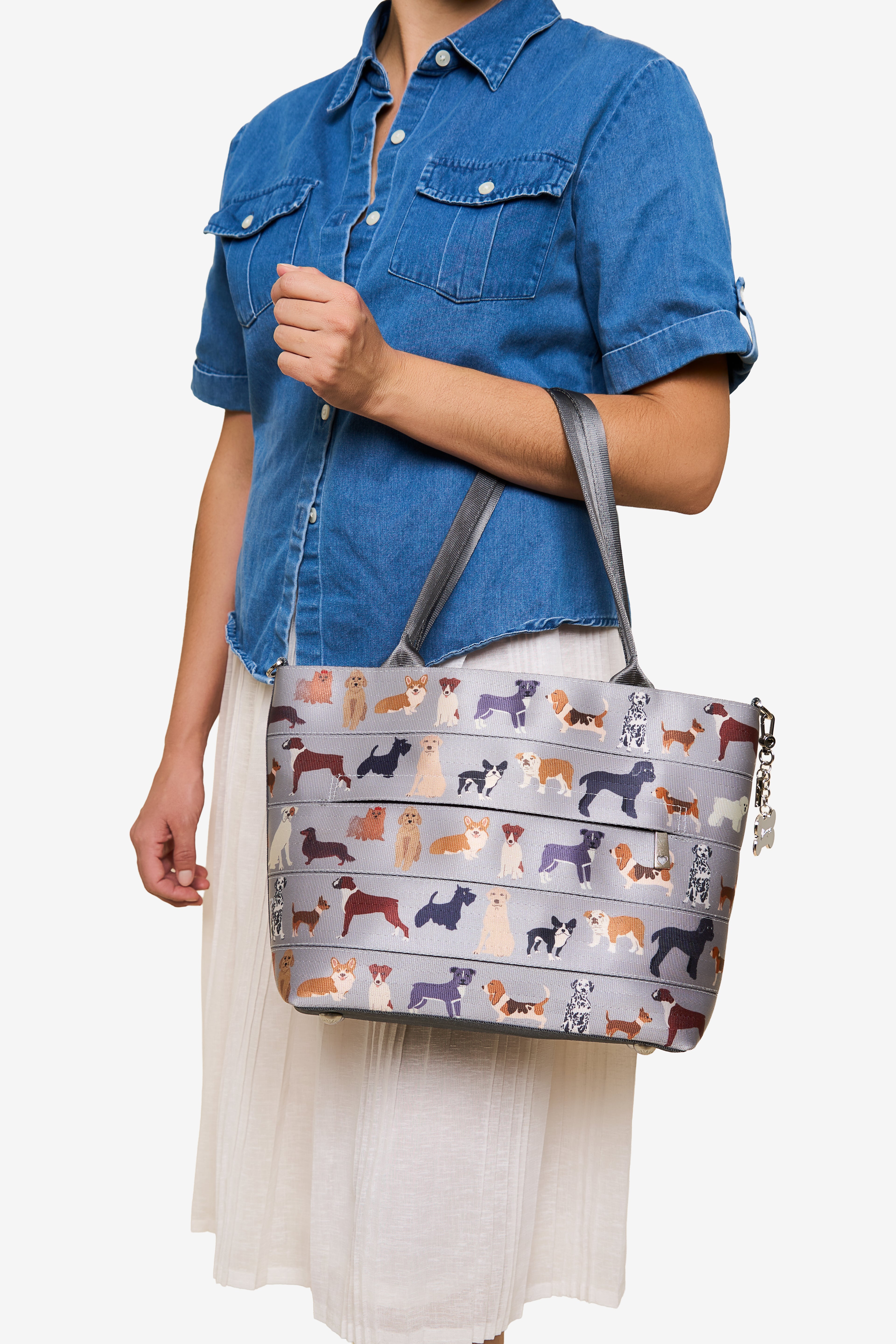 MINI STREAMLINE TOTE TOP DOG TOTE WORN ON ARM
