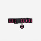 The front view of The Pink Agenda Pink Ribbon M/L Pet Collar