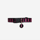 The front view of The Pink Agenda Pink Ribbon M/L Pet Collar