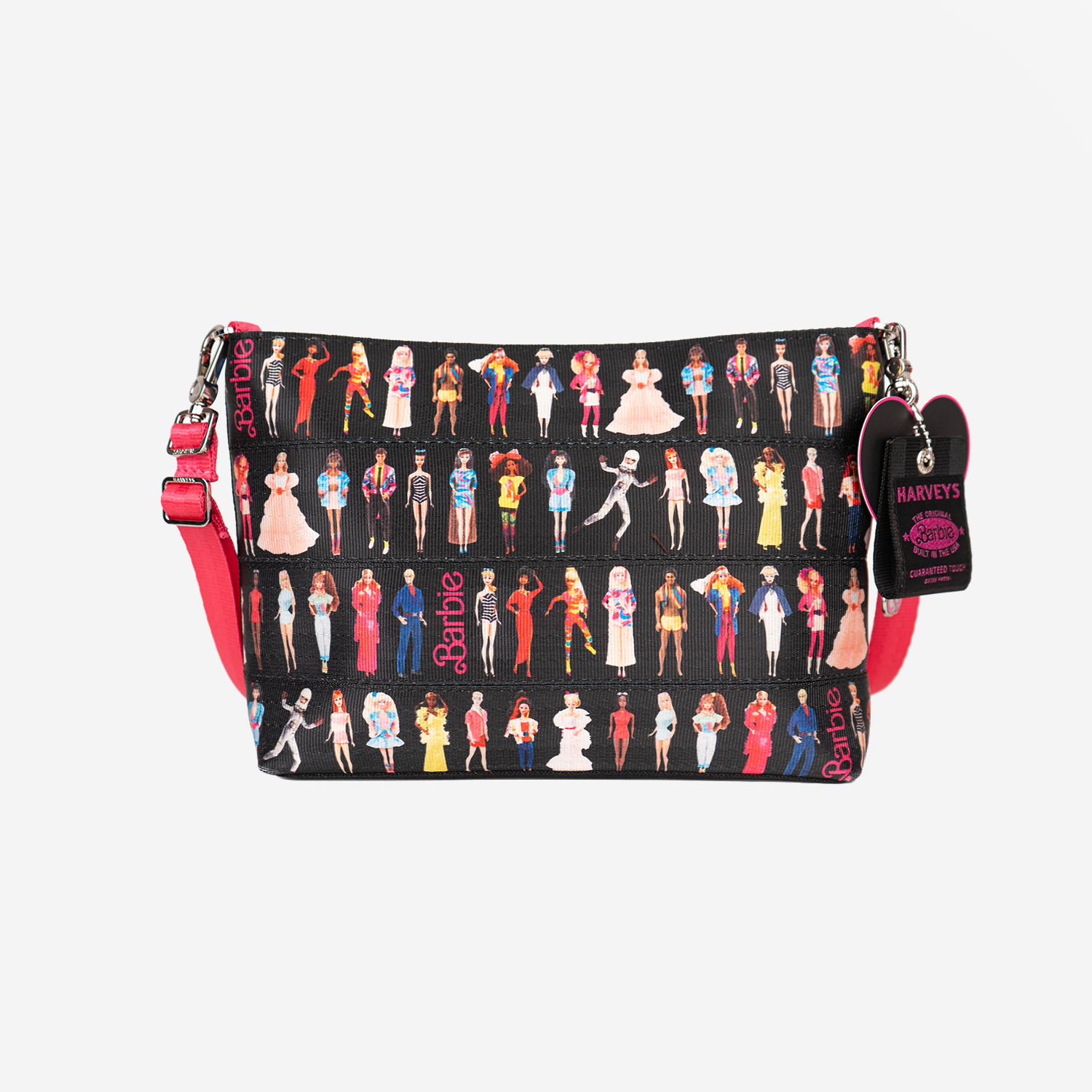 The front view of the Barbie Through The Eras Medium Convertible Clutch