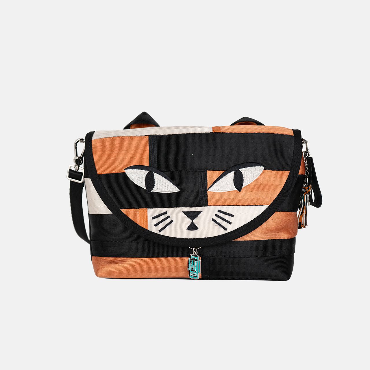 Medium Foldover Crossbody / Shag Calico Cat