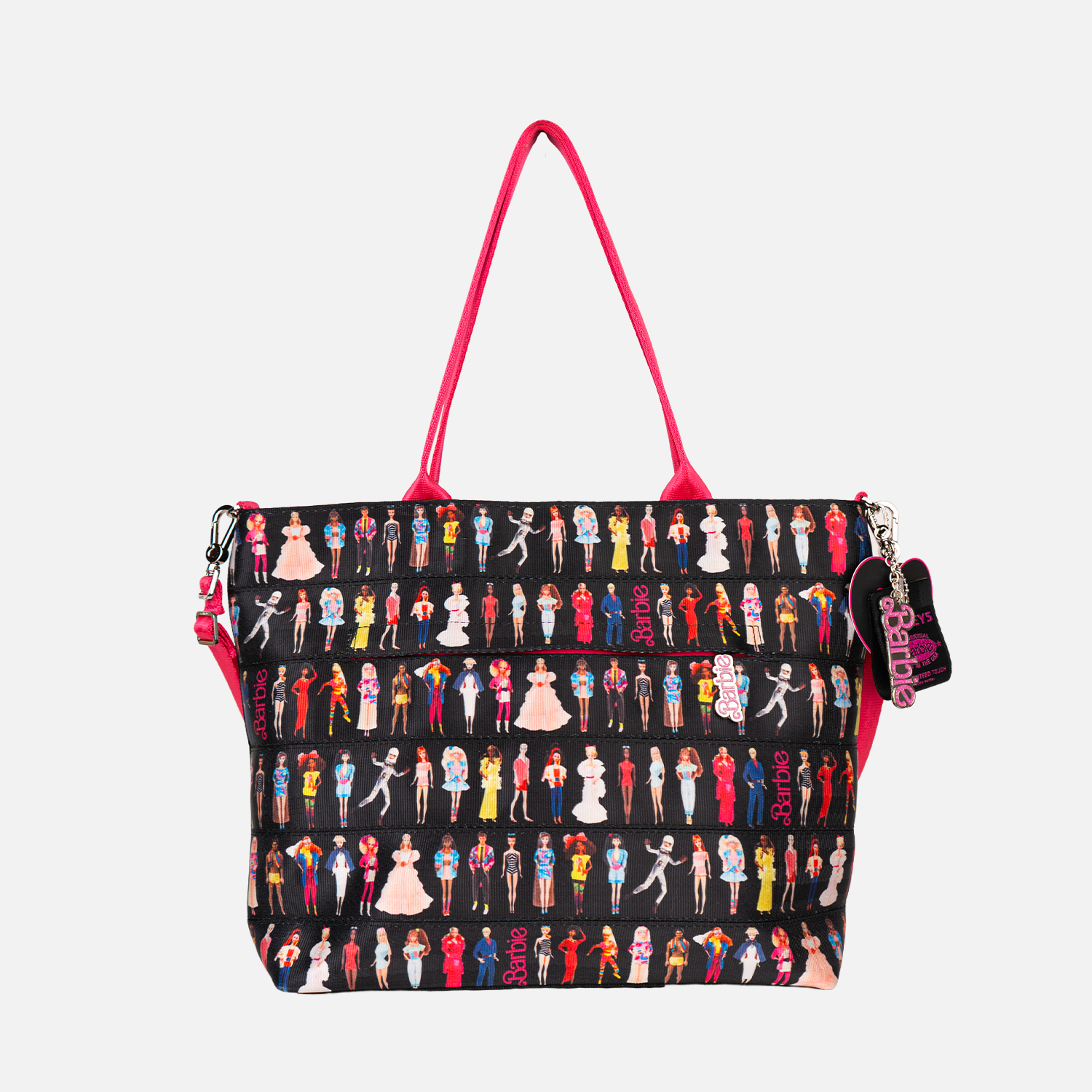 The front view of the Barbie Through The Eras Medium Streamline Tote
