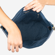 Interior view of a Medium Streamline Tote in Denim