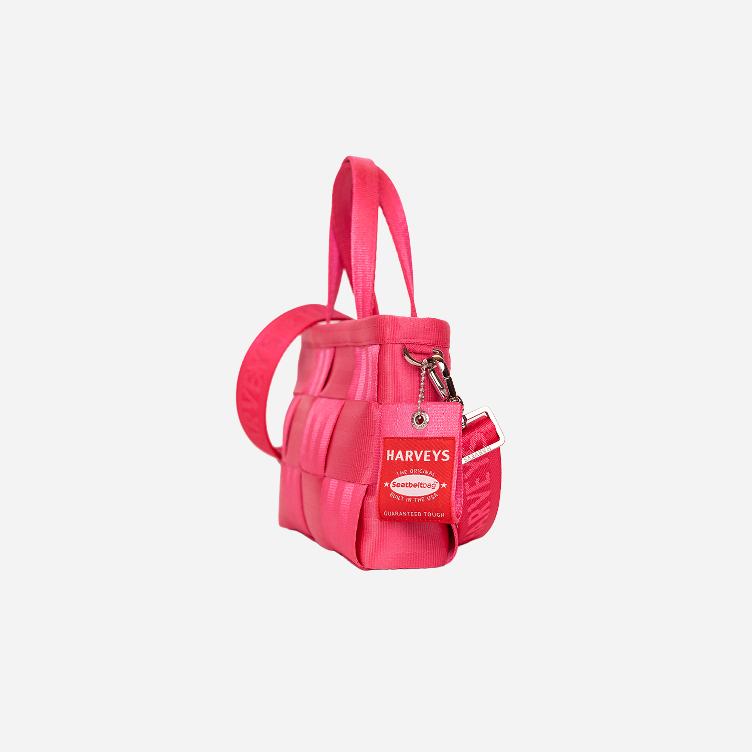 Side view of a Woven Petite Tote in Melon