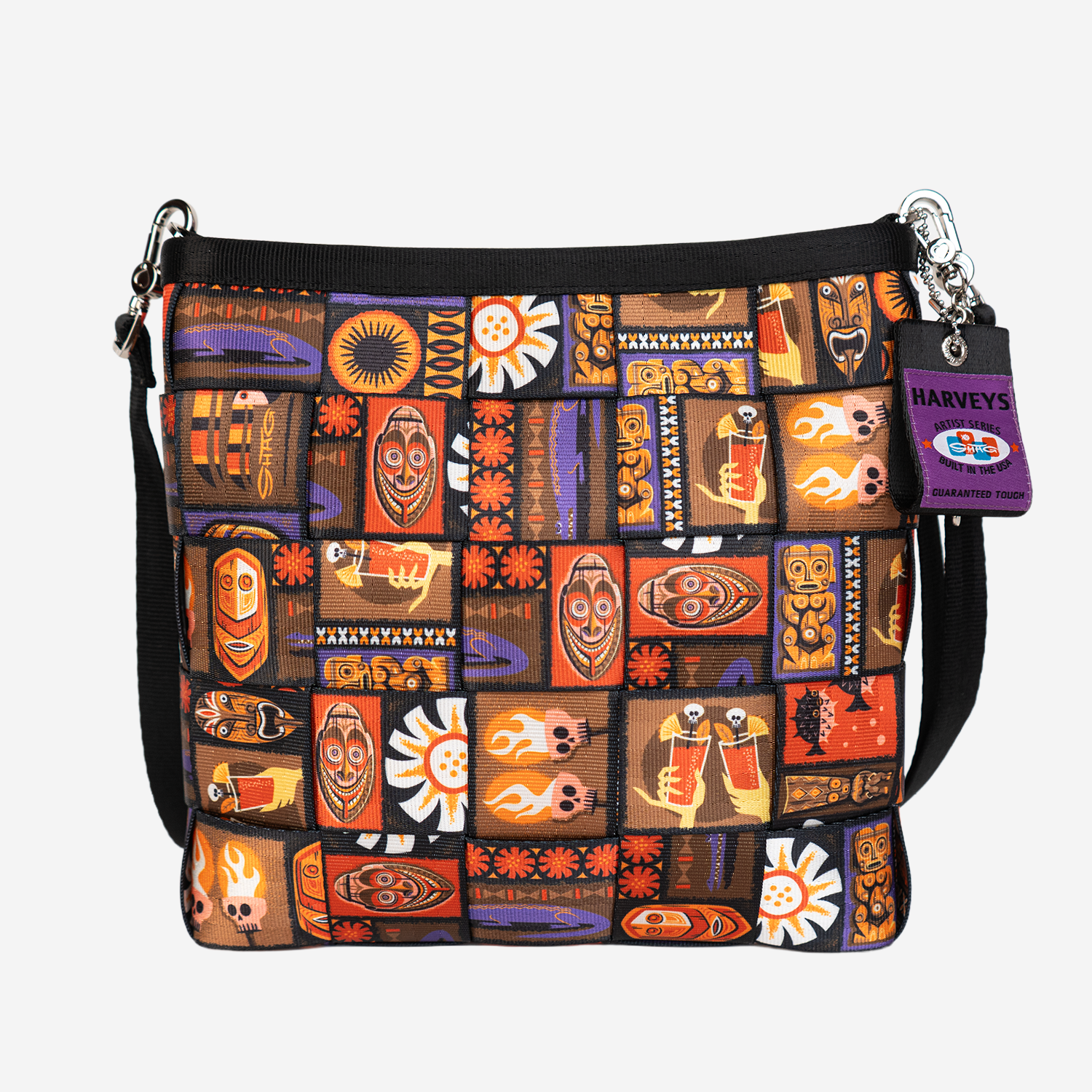 The front view of a Shag Tiki Tapa Mini Messenger