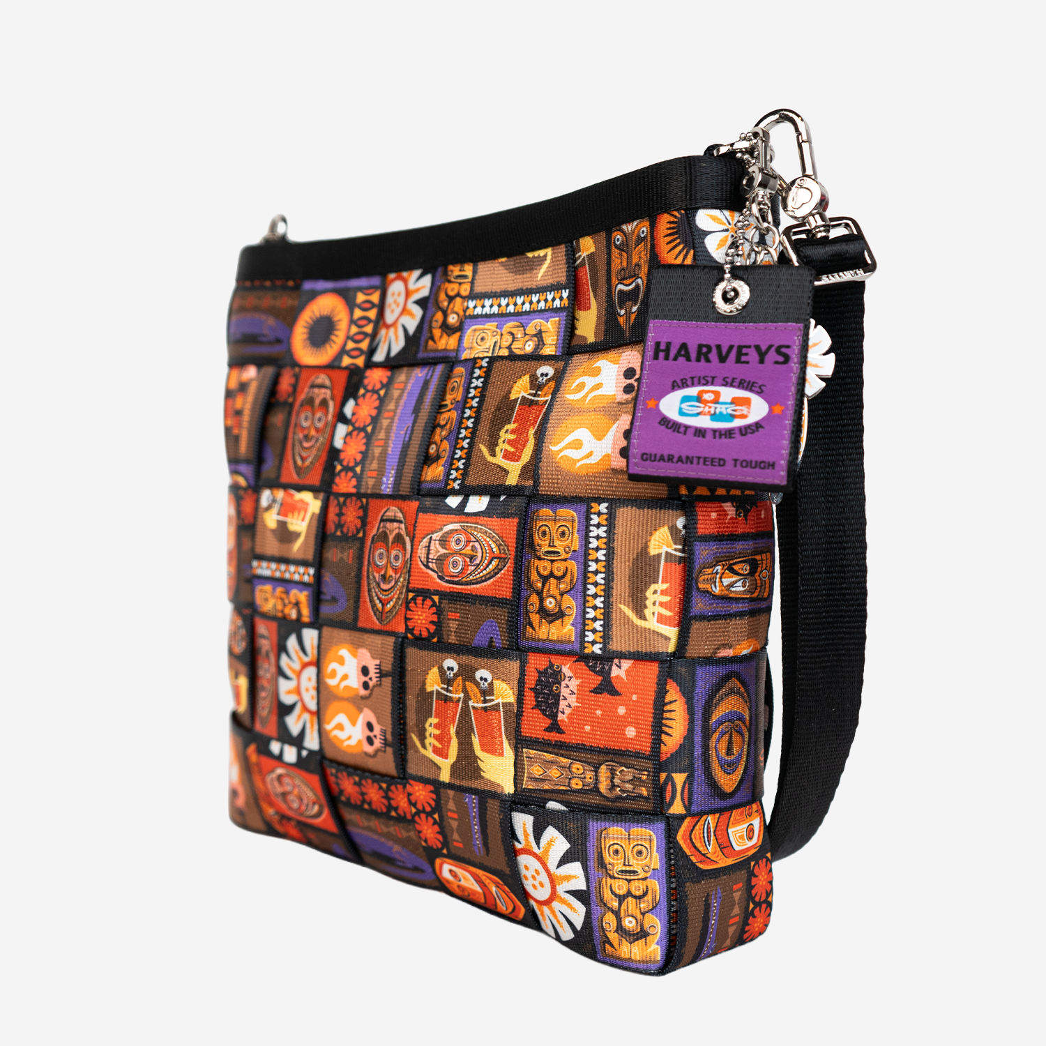 The side view of a Shag Tiki Tapa Mini Messenger