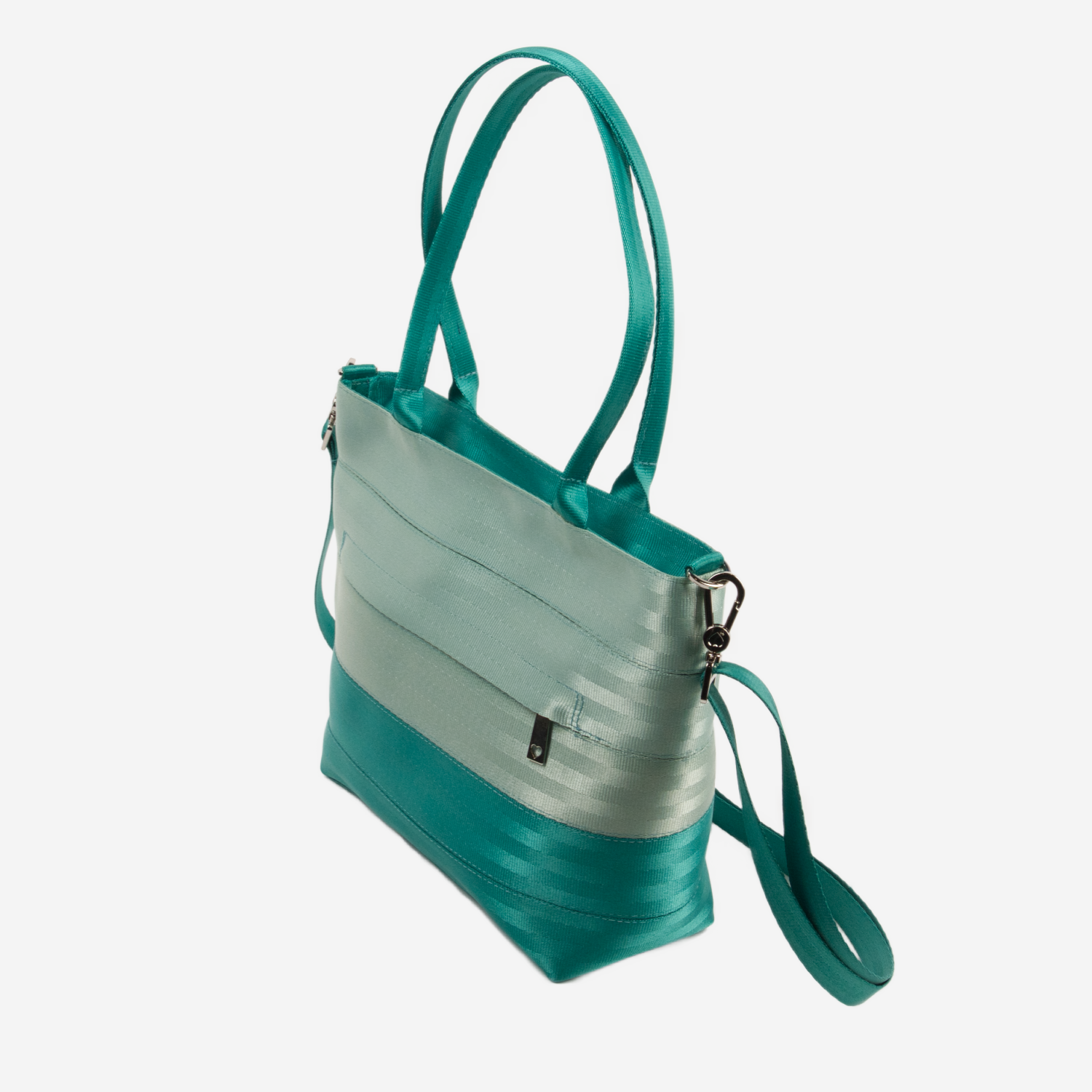 The side of a Mint N Emerald Mini Streamline Tote