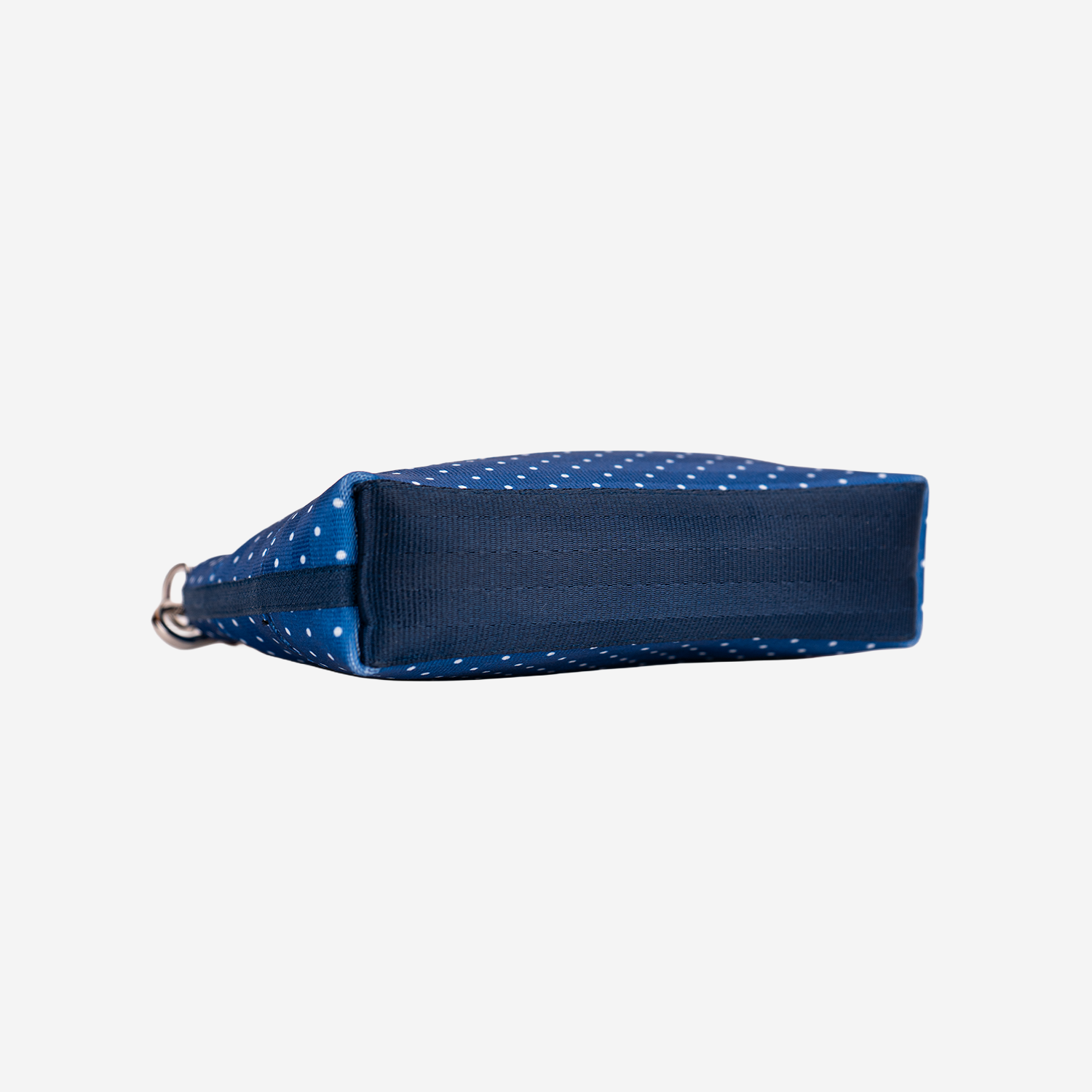 The bottom view of a Scarlet and Blue Dottie Petite Tote