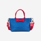 The front view of a Scarlet and Blue Dottie Petite Tote