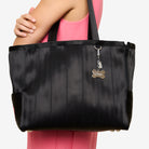 Pup n Go Tote Black Worn on Shoulder