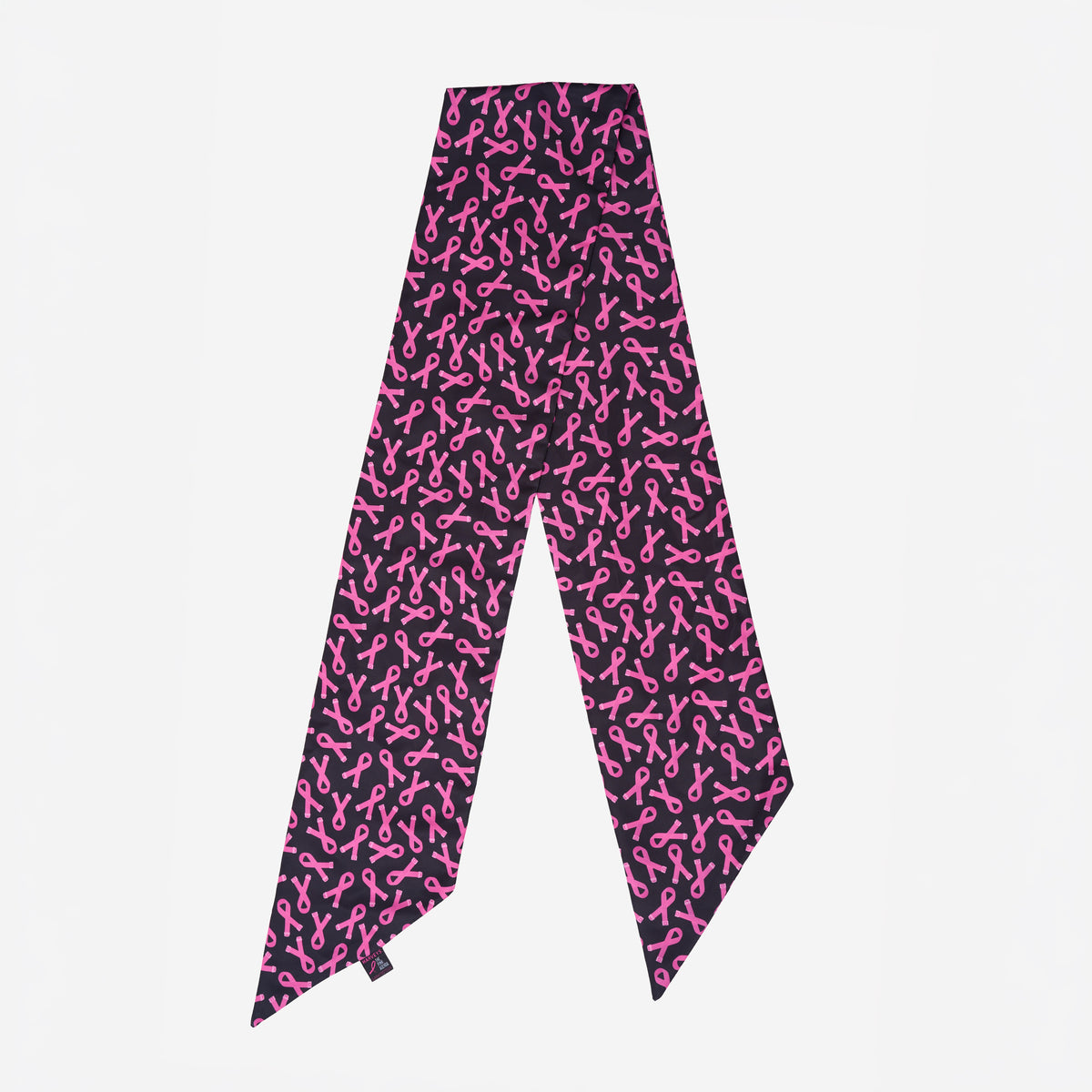 The front view of The Pink Agenda Pink Ribbon Scarf