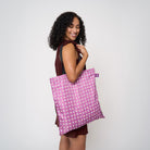 Photo of model with Shag Spooky Tiki Cocktail shopper tote over her shoulder