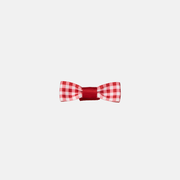 Front view of a Red Gingham Seatbelt Bow 