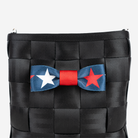 The Seatbelt Bow in RWB Stars being used on a bag