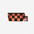 Front view of triangle makeup case in jack O' Lantern