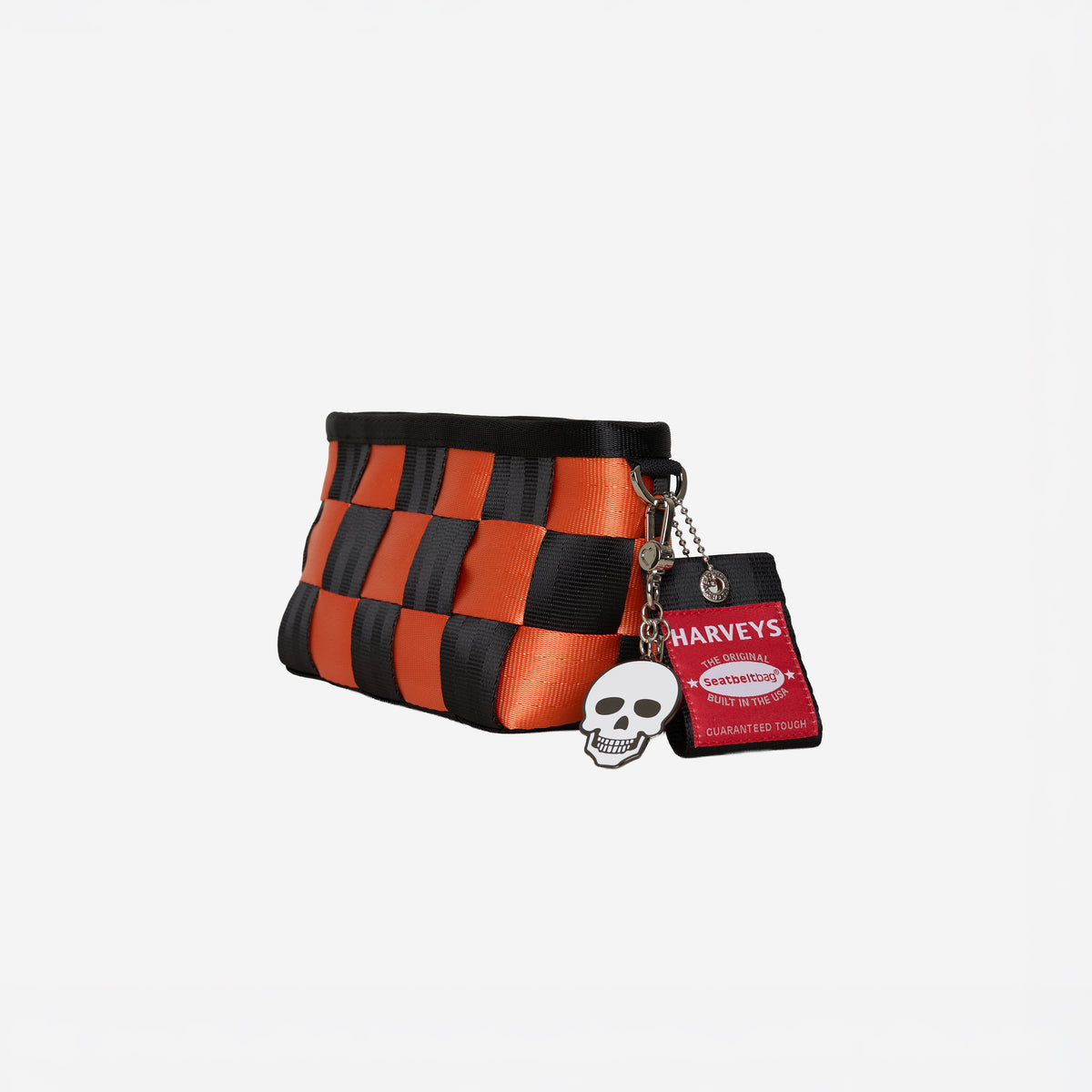 Front/side view of triangle makeup case in jack O' Lantern