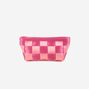 Front view of a Triangle Makeup Case in the colorway Cotton Candy + Fuchsia