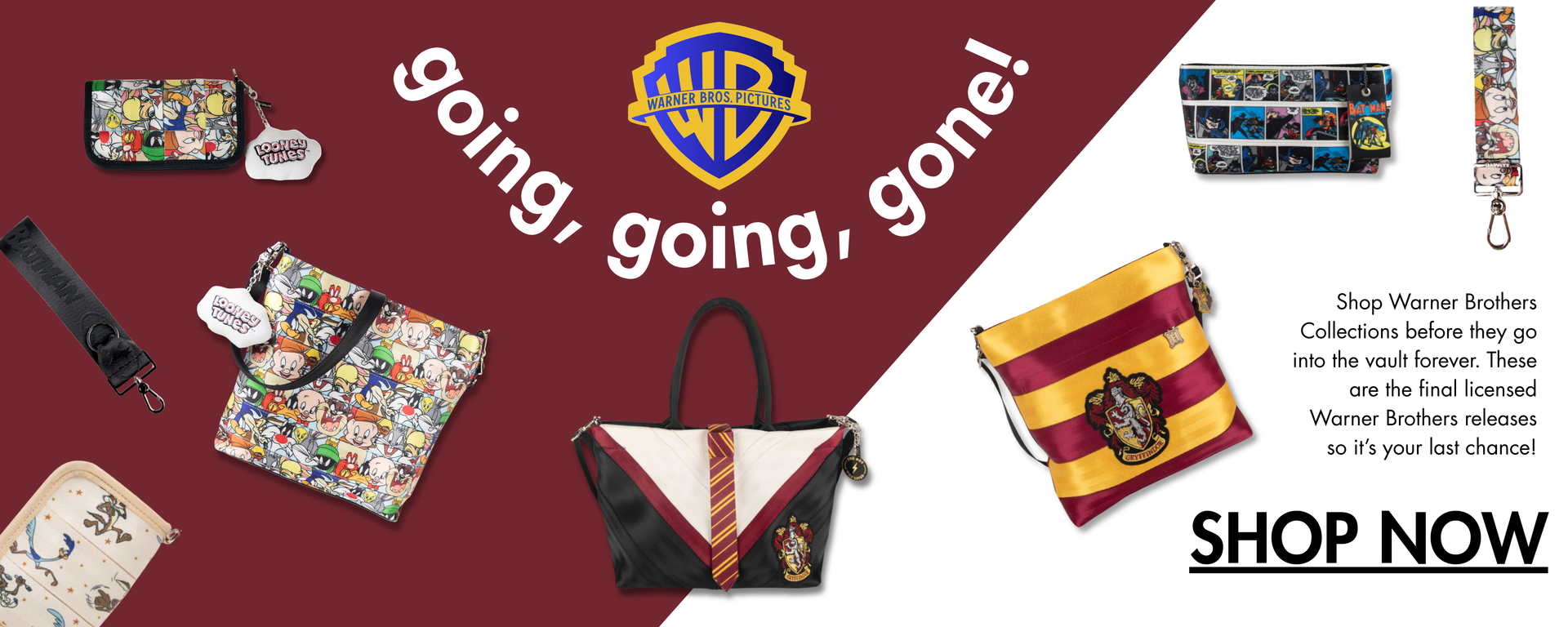 Shop our Warner Bros. collections. Harry Potter, Looney Tunes, and Batman bags featured