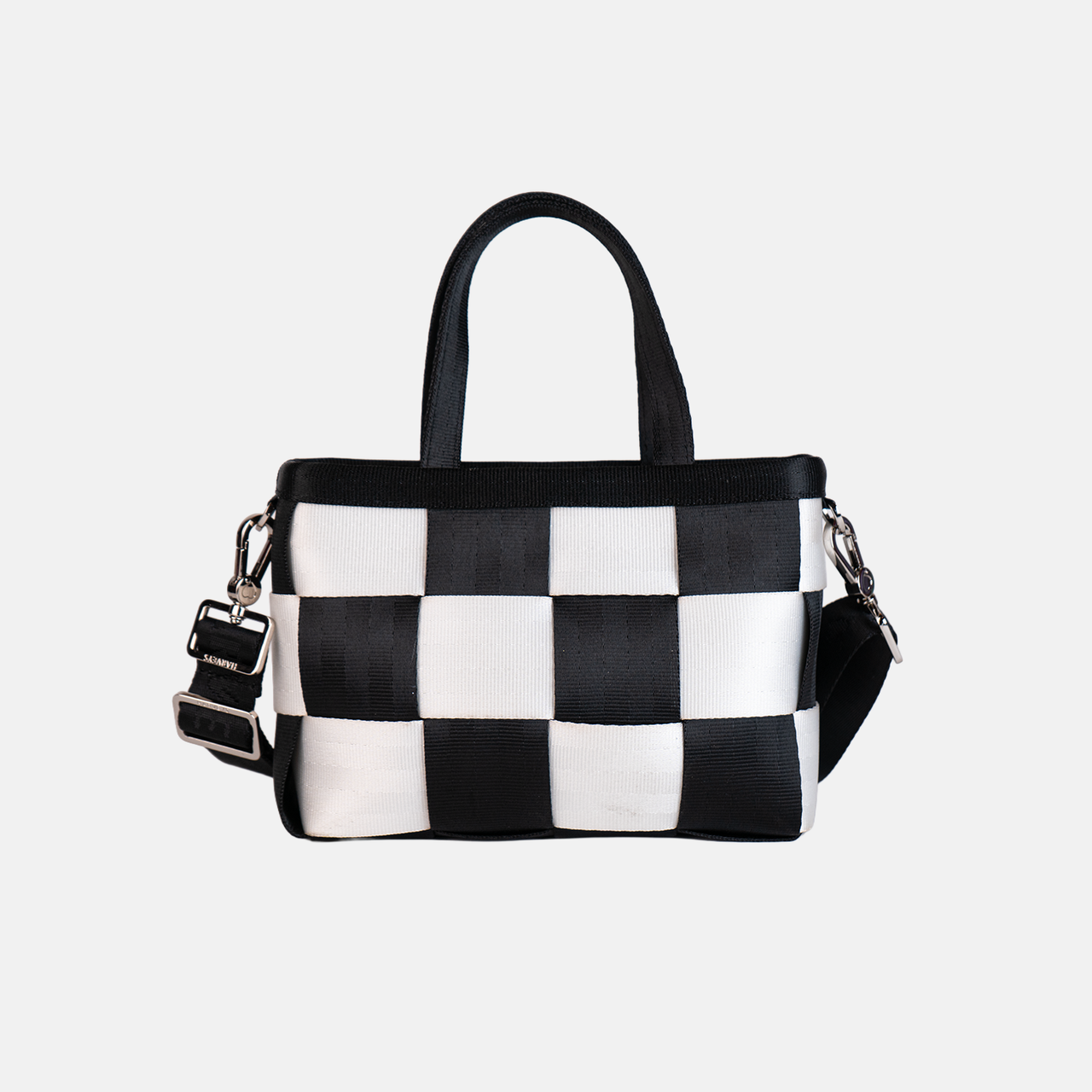 Woven Petite Tote / Black N White
