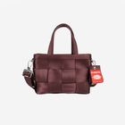 The front view of the Woven Petite Tote in Merlot