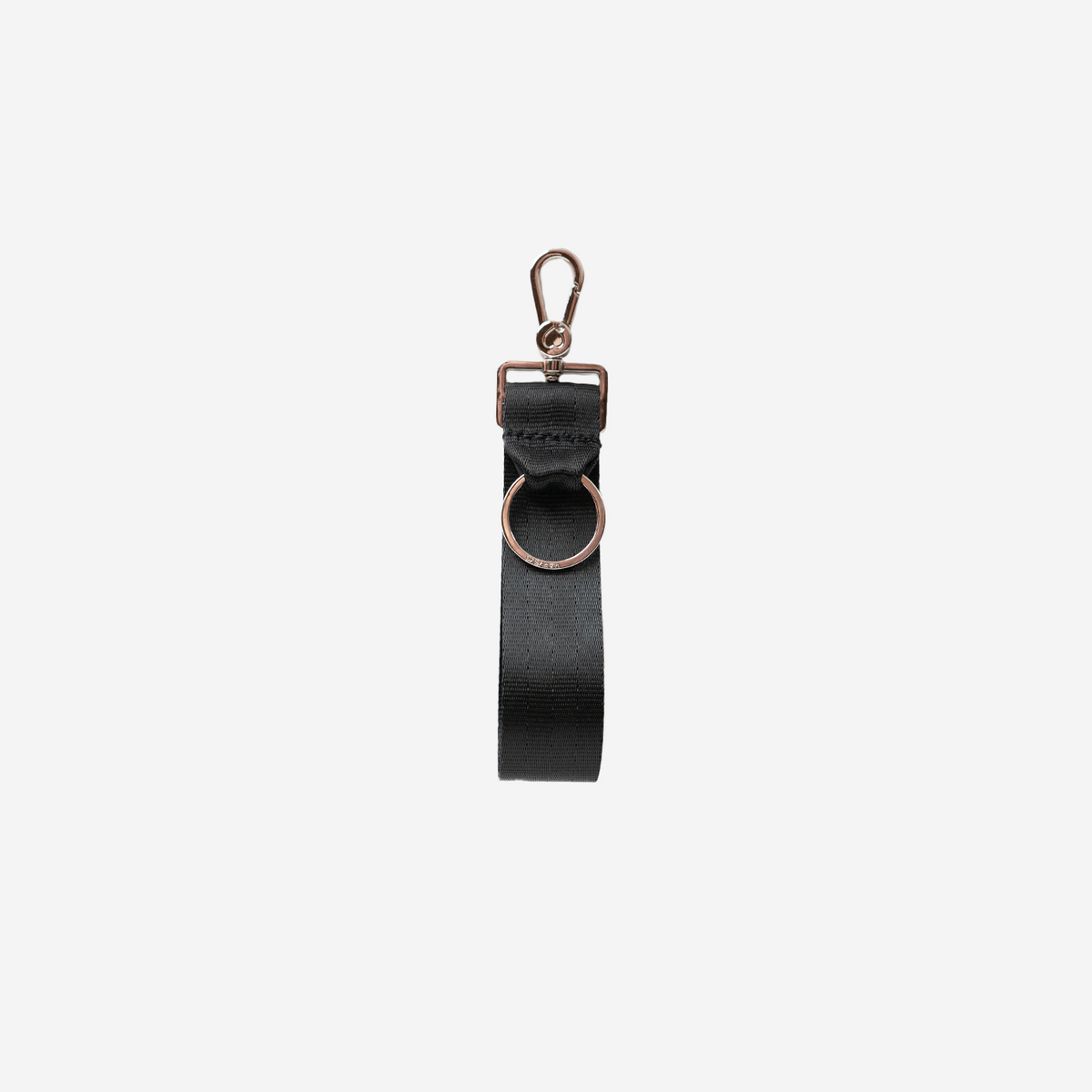 The front of a black 4 panel keychain