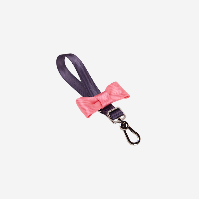 side view amethyst cotton candy bow keychain