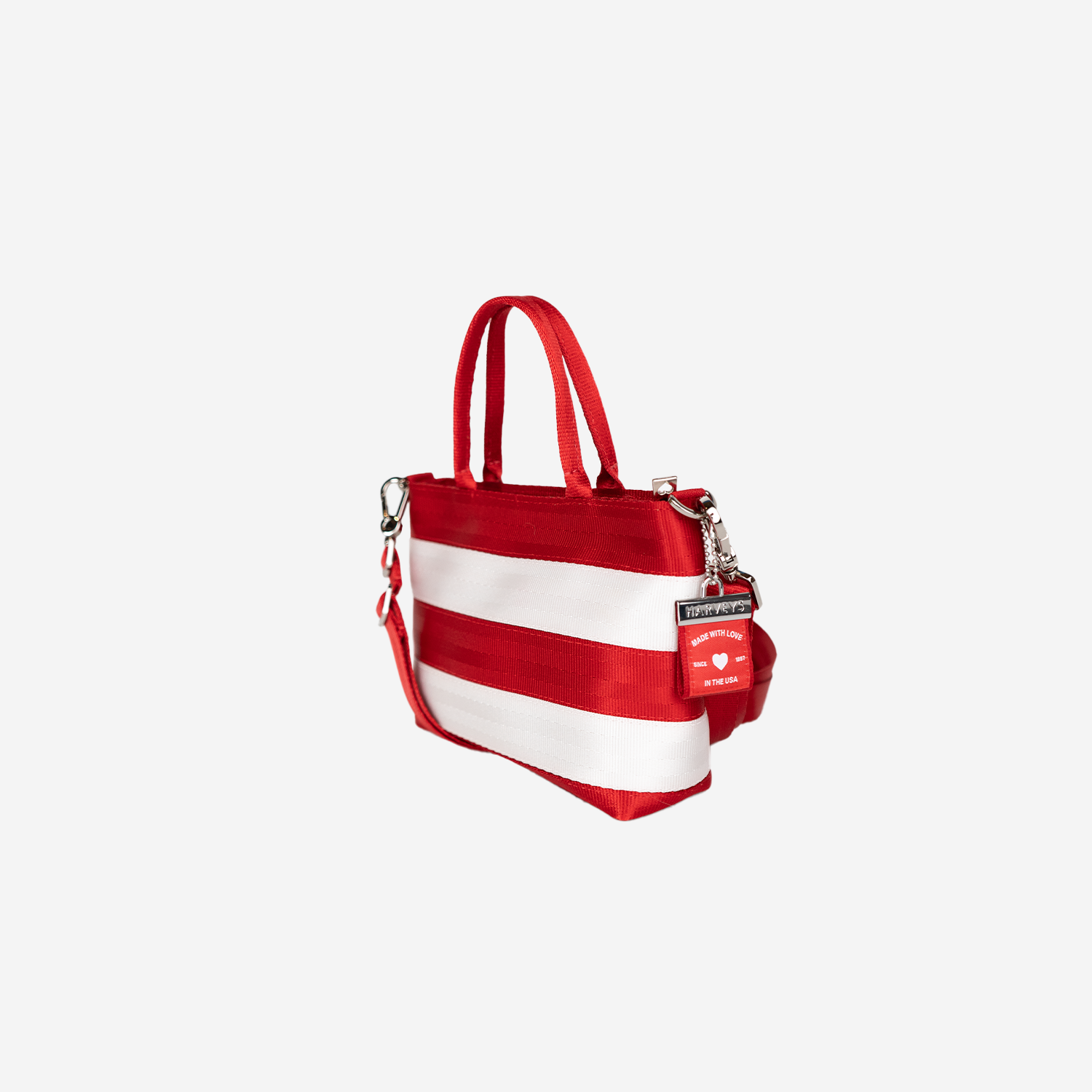 The side view of a Candy Cane Petite Tote