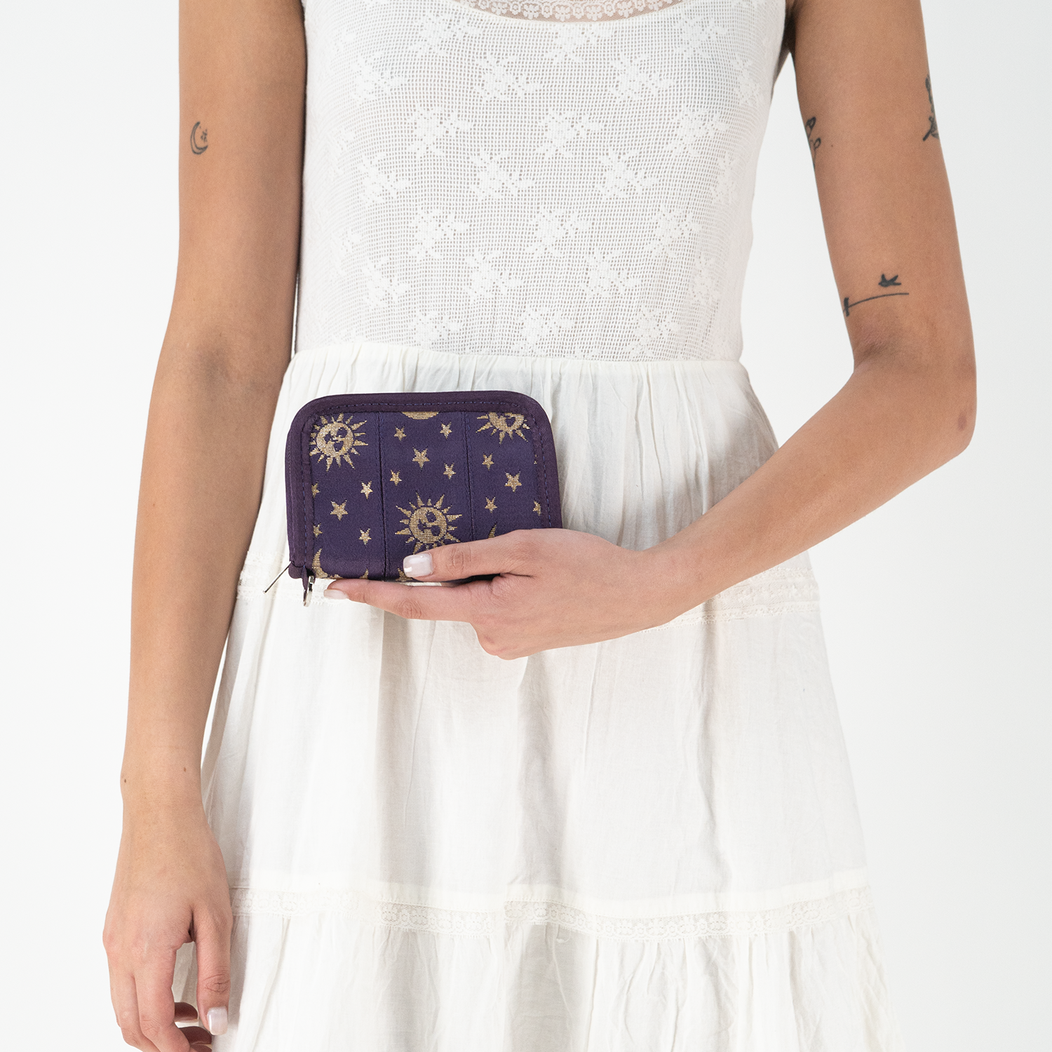 Celestial Fun Size Wallet in a models hand