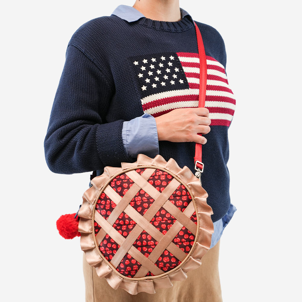The Cherry Pie Circle Crossbody being worn by a model
