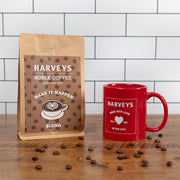 Coffee Beans and Harveys Mug Lifestlye