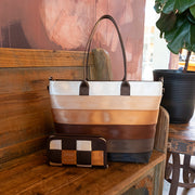 Coffee Medium Streamline Tote and Coffee Classic Wallet Lifestyle