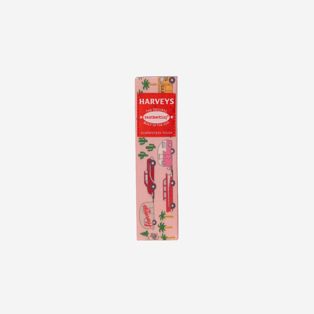 The front of the Happy Camper Seatbelt Bookmark