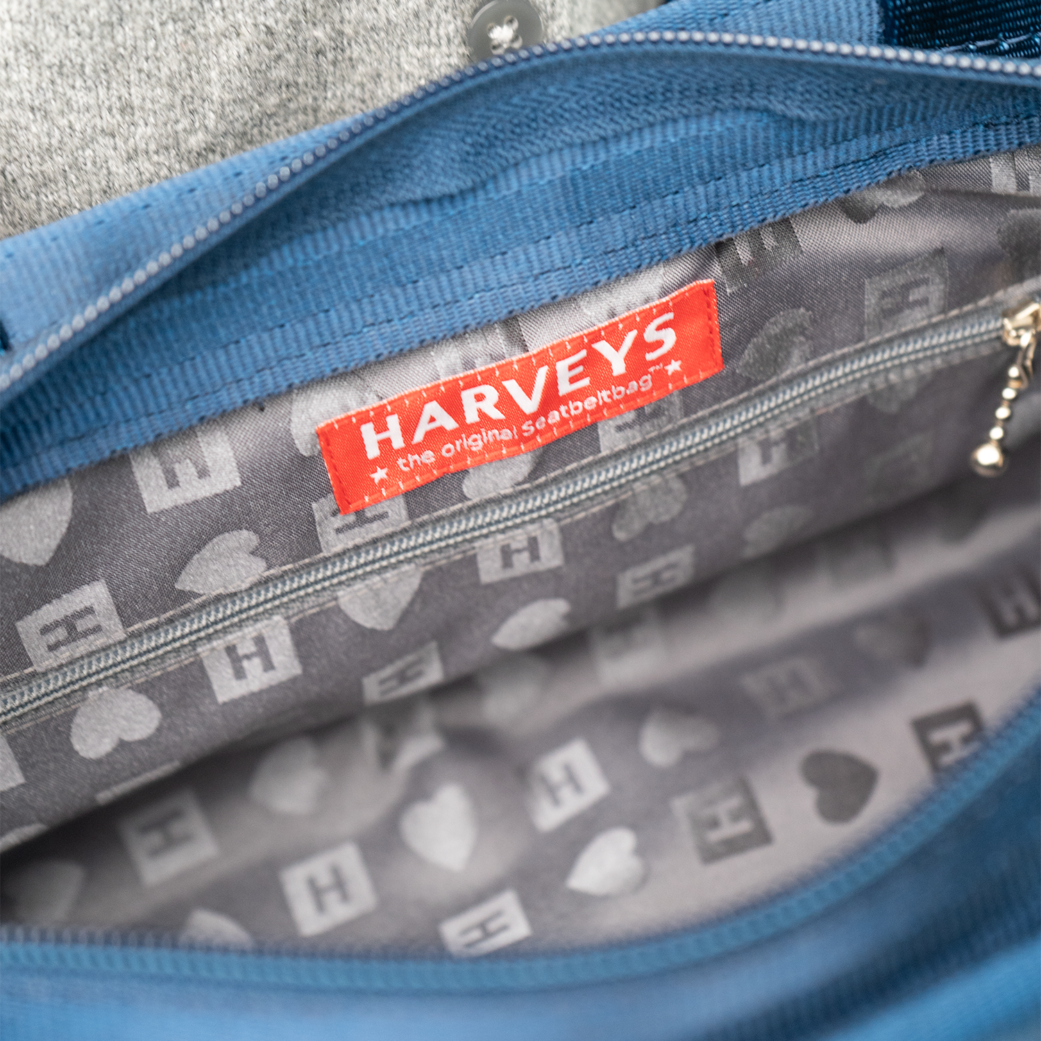 The inside of a Satchel in Indigo