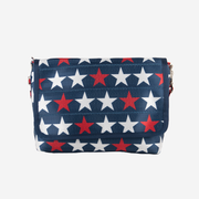 Front view Medium foldover crossbody RWB Stars