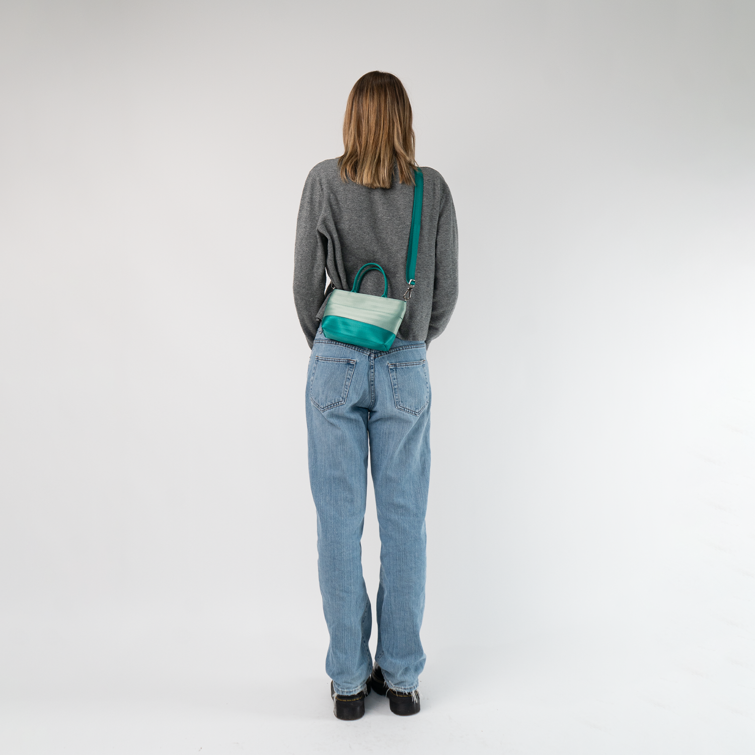 The Mint N Emerald Petite Tote being worn by a model