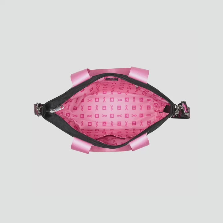 Short video of the inside view of The Pink Agenda Pink Ribbon Medium Streamline Tote