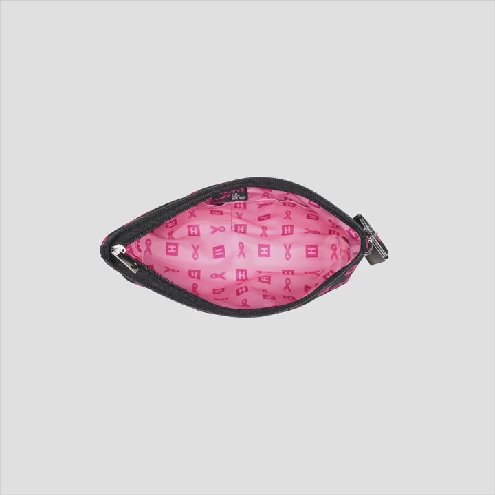 A short video of the inside view of The Pink Agenda Pink Ribbon Large Makeup Case
