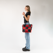 The Queen Of Hearts Medium Audrey Tote being worn by a model