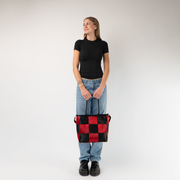 The Queen Of Hearts Medium Audrey Tote being used by a model