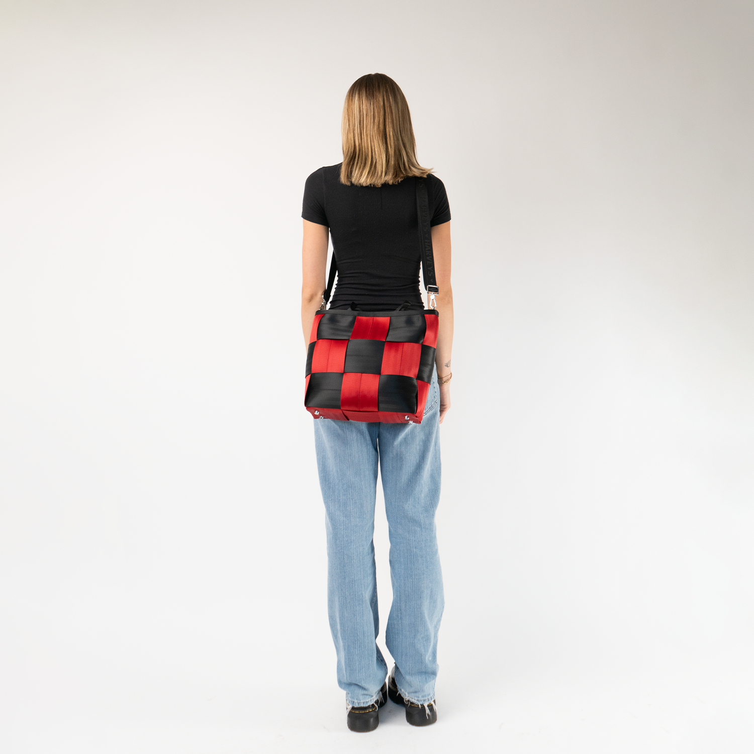 The Queen Of Hearts Medium Audrey Tote being worn by a model