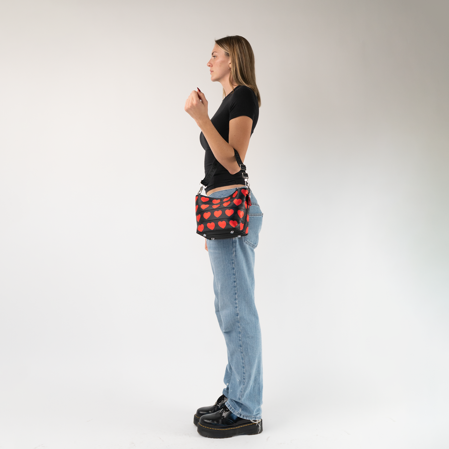 The Queen Of Hearts Small Hobo being worn by a model 